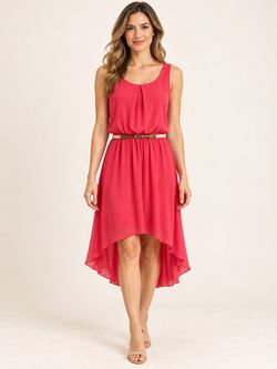 Coral Sleeveless High-Low Chiffon Dress