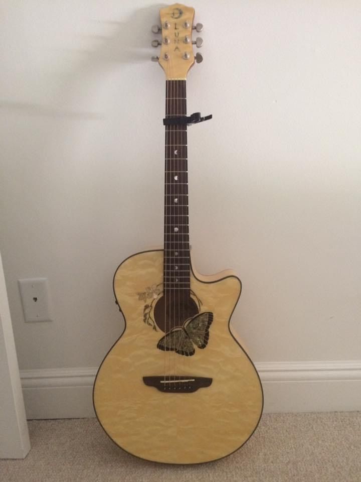 Luna Fauna Butterfly Cutaway Acoustic Electric Guitar