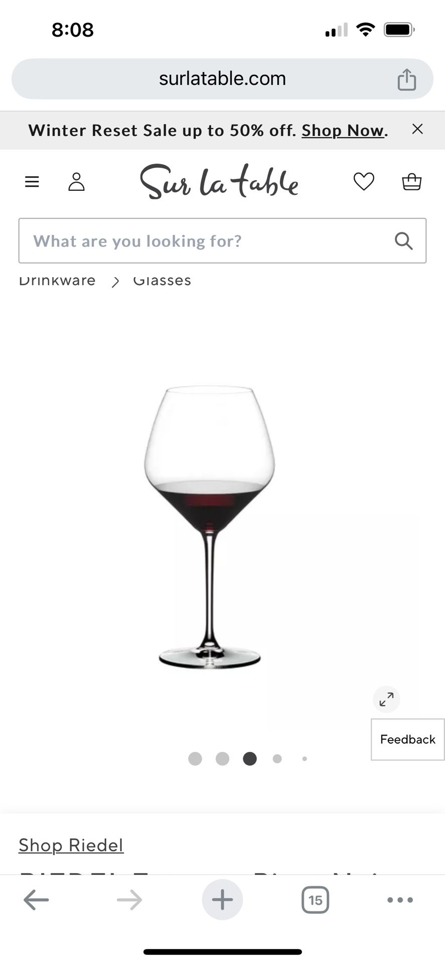 (8) Reidel Pinot Noir Glass - New $164