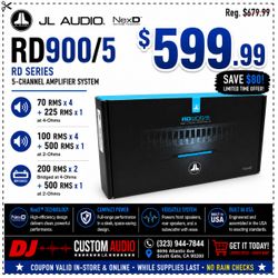 JL Audio 5 Channel Speaker System Amplifier 900 RMS 1800 Watts Max RD900/5 🚨 Payment Options Available 🚨 No Credit Needed 🚨