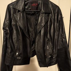 Faux Leather Motorcycle Jacket Size M