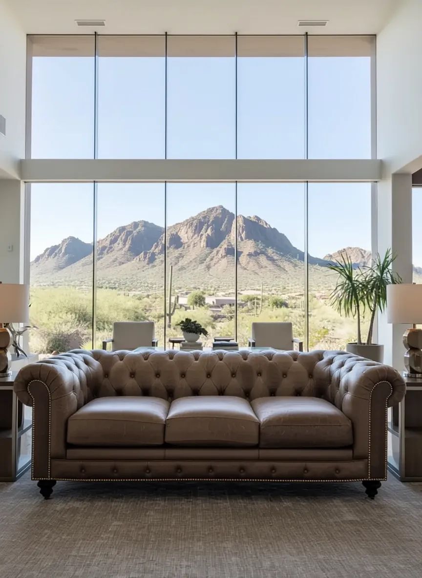 Free Delivery Leather Tufted Chesterfield Couch 