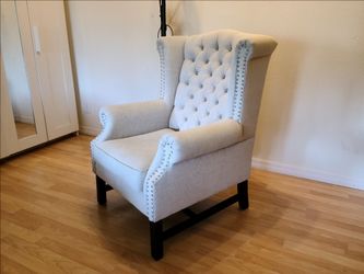 Tufted Wingback Accent Chair with Nailhead Trim