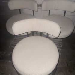 (3) Cream Fabric Dining Chairs