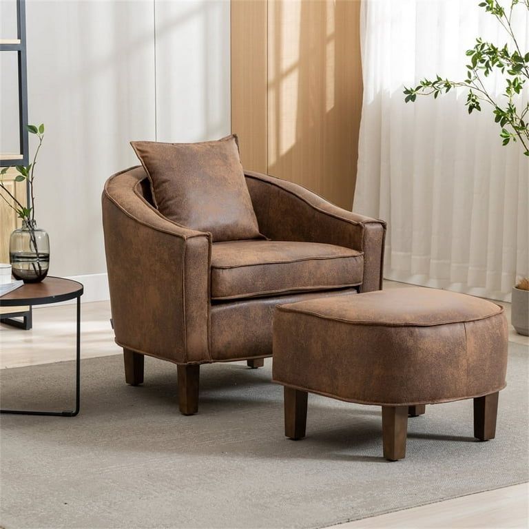 Modern Upholstered Comfy Coffee Microfiber Accent Chair...