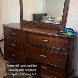 Solid Wood Dresser w/ mirror  And Night Stand. Great Condition! 