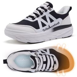 Women's Orthopedic Diabetic Wide Tennis Shoes: Arch Support Arthritis Plantar Fasciitis Heel Spurs Athletic Hammer Toes High Instep Walking Shoes, Sli