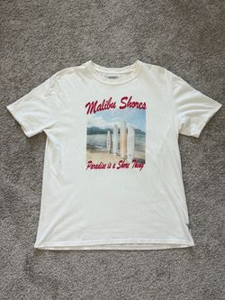 GUESS Men's White Malibu Shores Graphic Logo Crew Neck Short Sleeve T-Shirt (M)