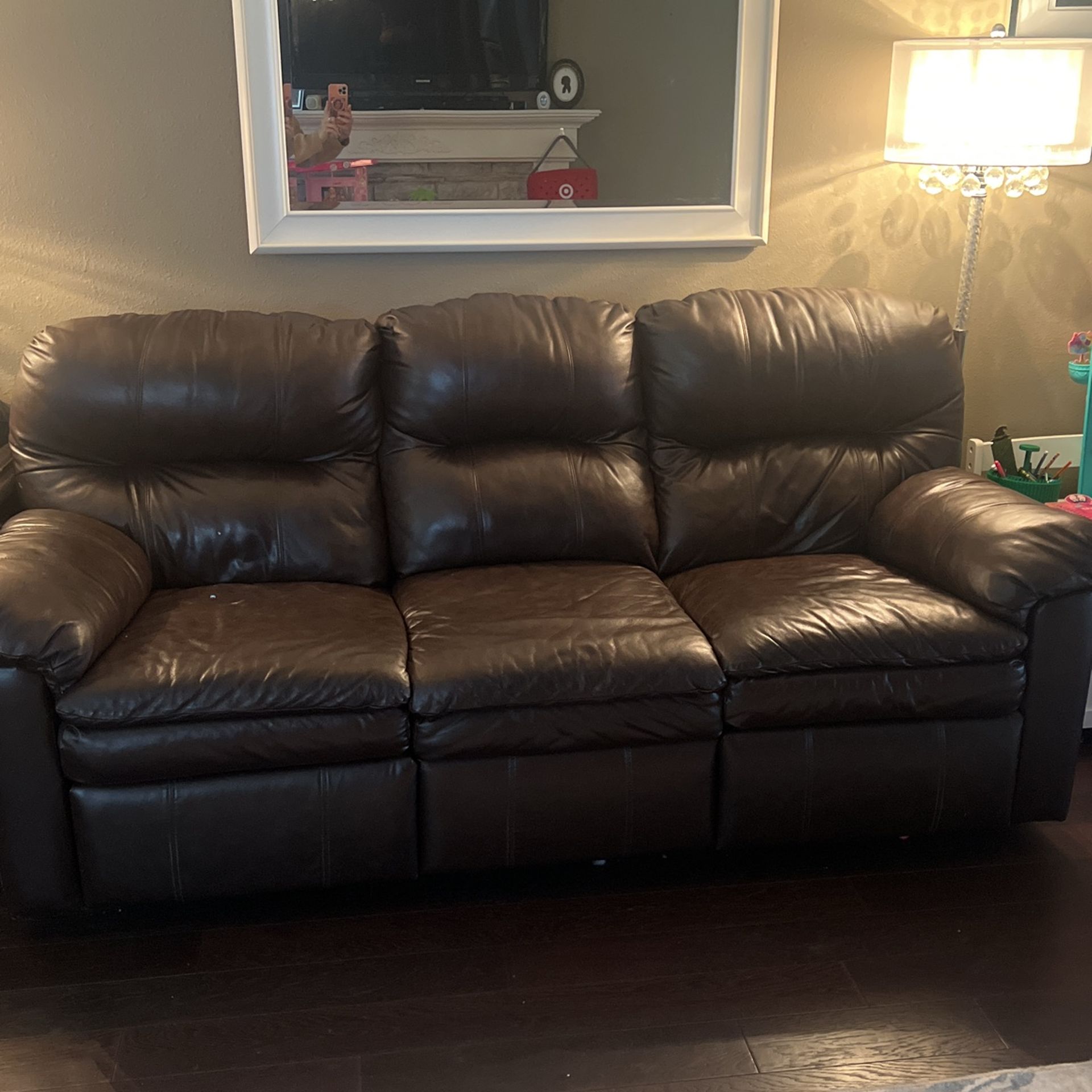 3 Piece Brown Leather Couch From Mathis Brother 