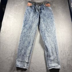 Vintage 80s Hoopla Acid-Wash Jeans Women 30x33 High-Waist Mom Tapered USA#2688
