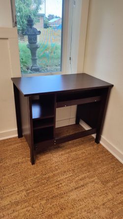 Modern Computer Desk with Side Storage Shelves