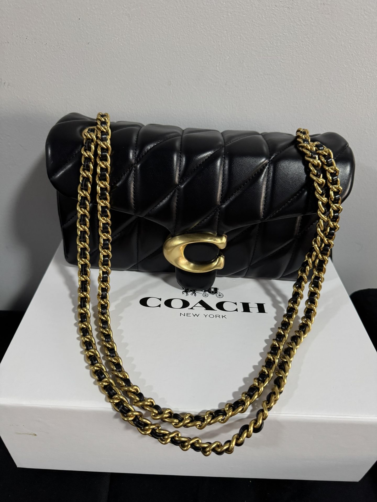 Black Purse With Gold Chain