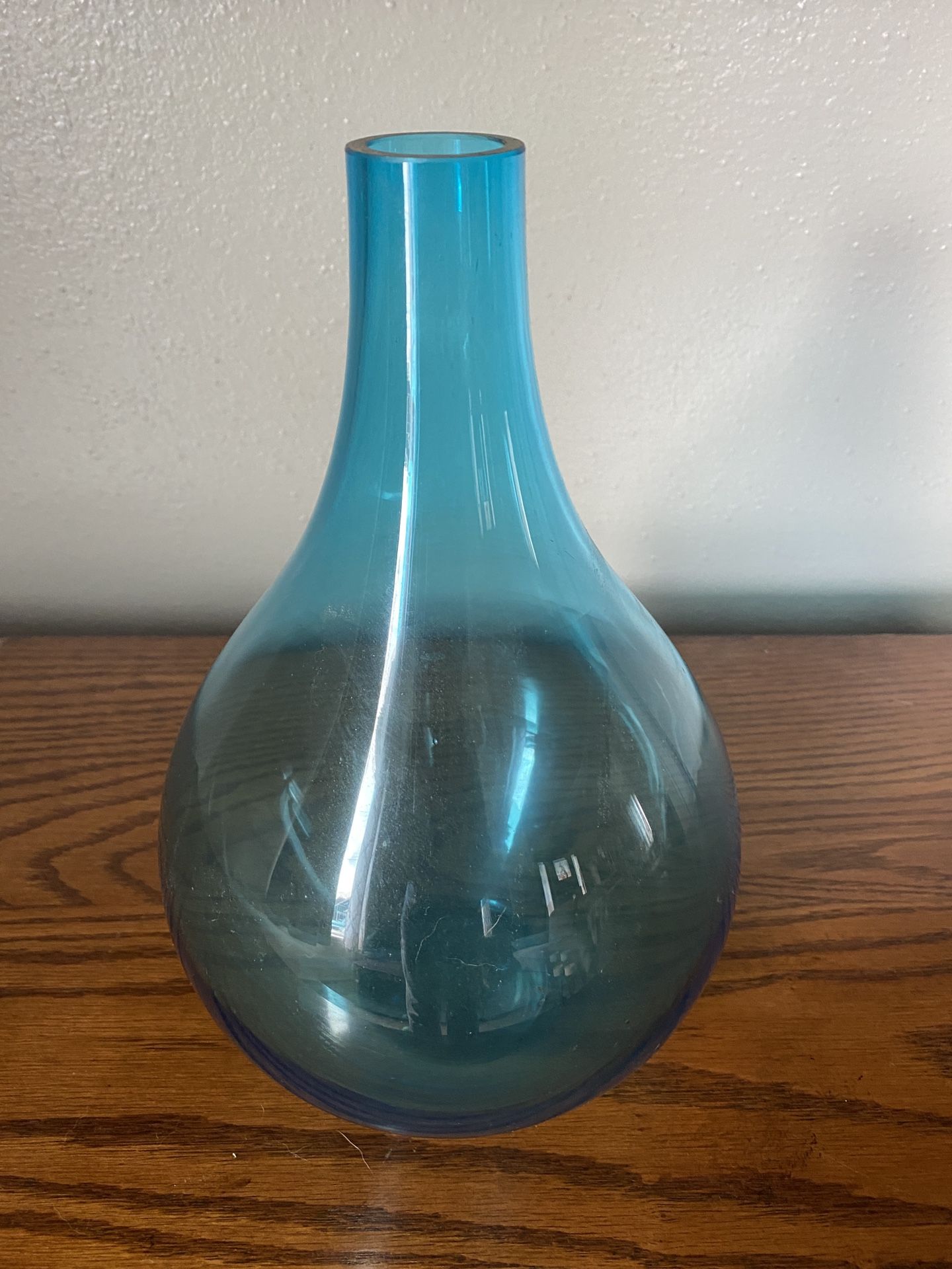 Turquoise Blue Glass Vase, Bottle