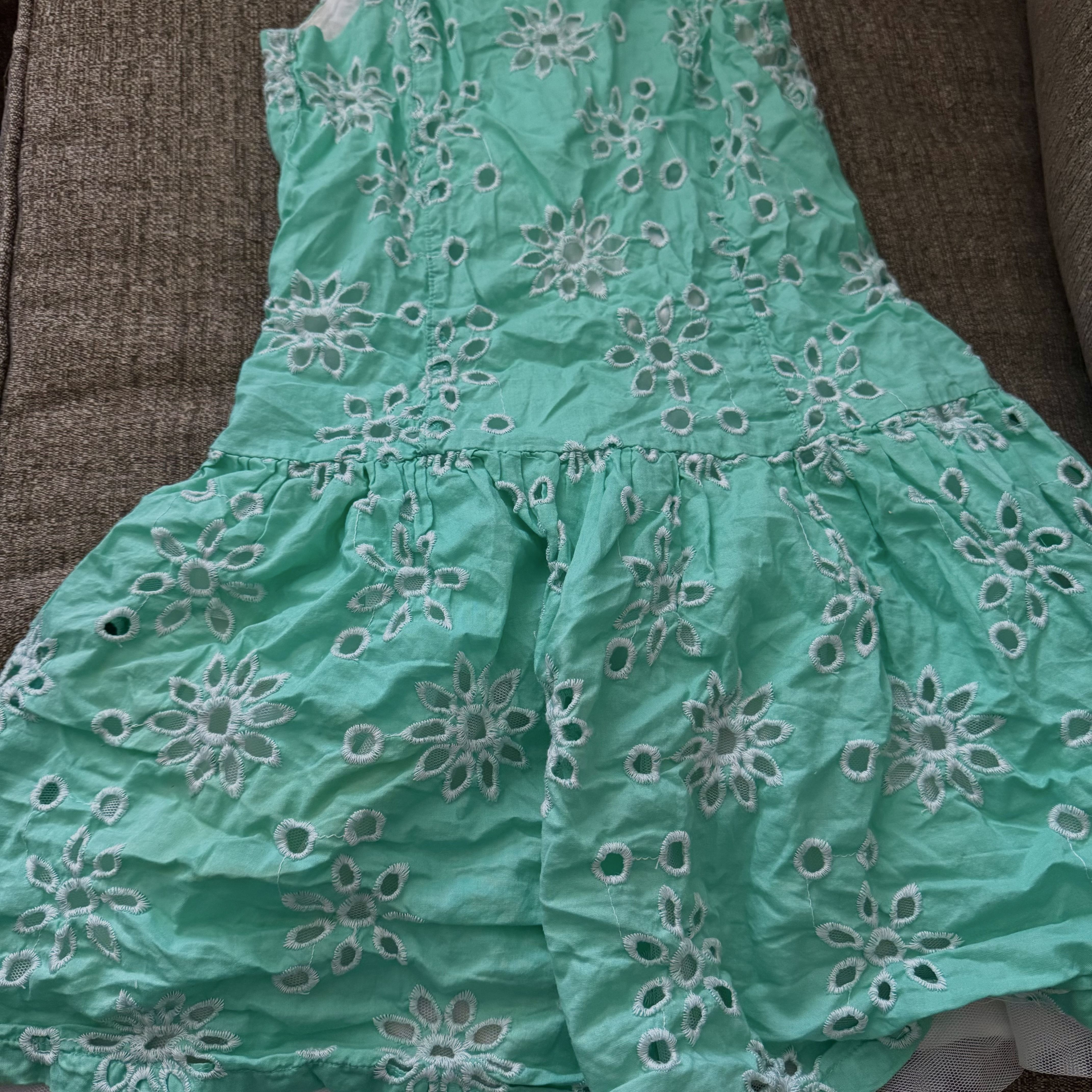 Mint Green Floral Eyelet Summer Dress