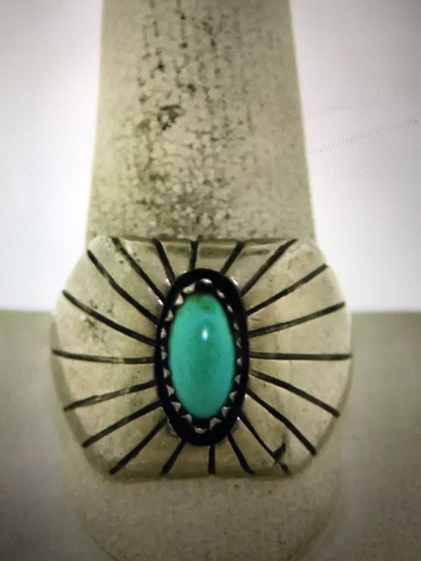 MENS STERLING SILVER NAVAJO TURQUOISE RING 