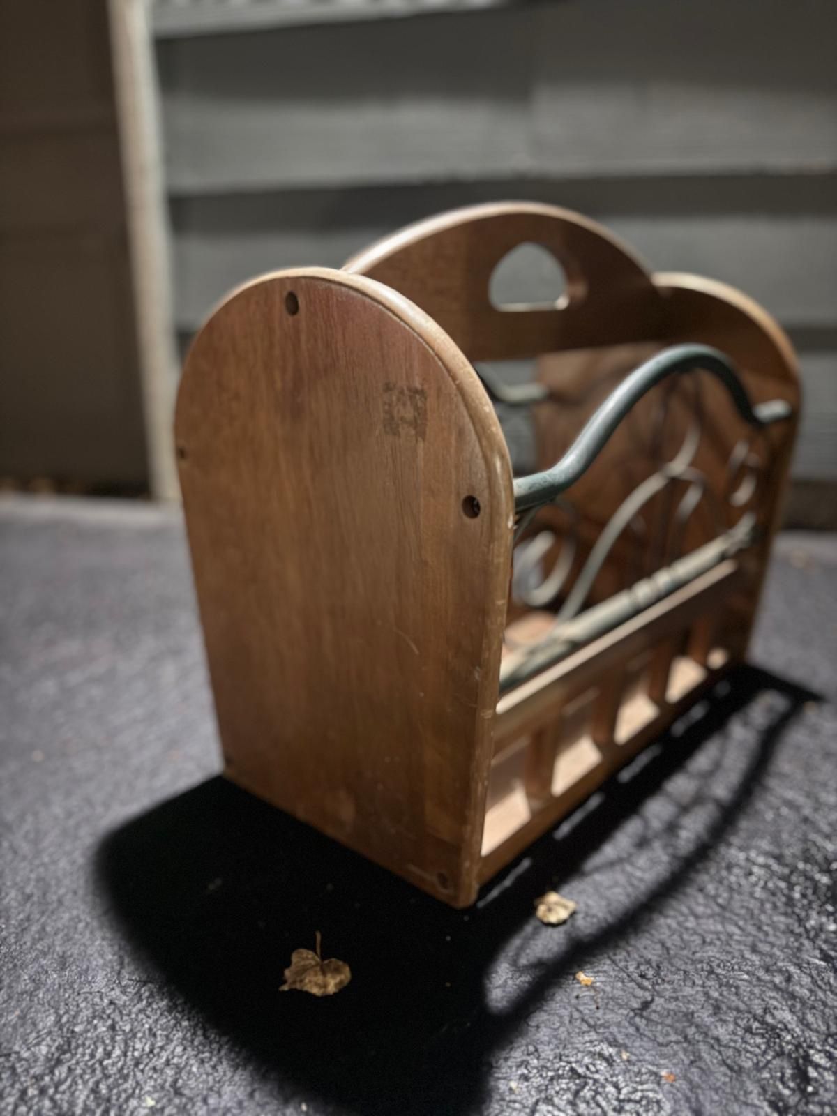 Wooden and Metal Magazine Rack / Organizer