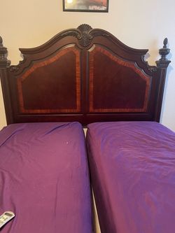 King size bed with adjustable Tempur-pedic mattresses