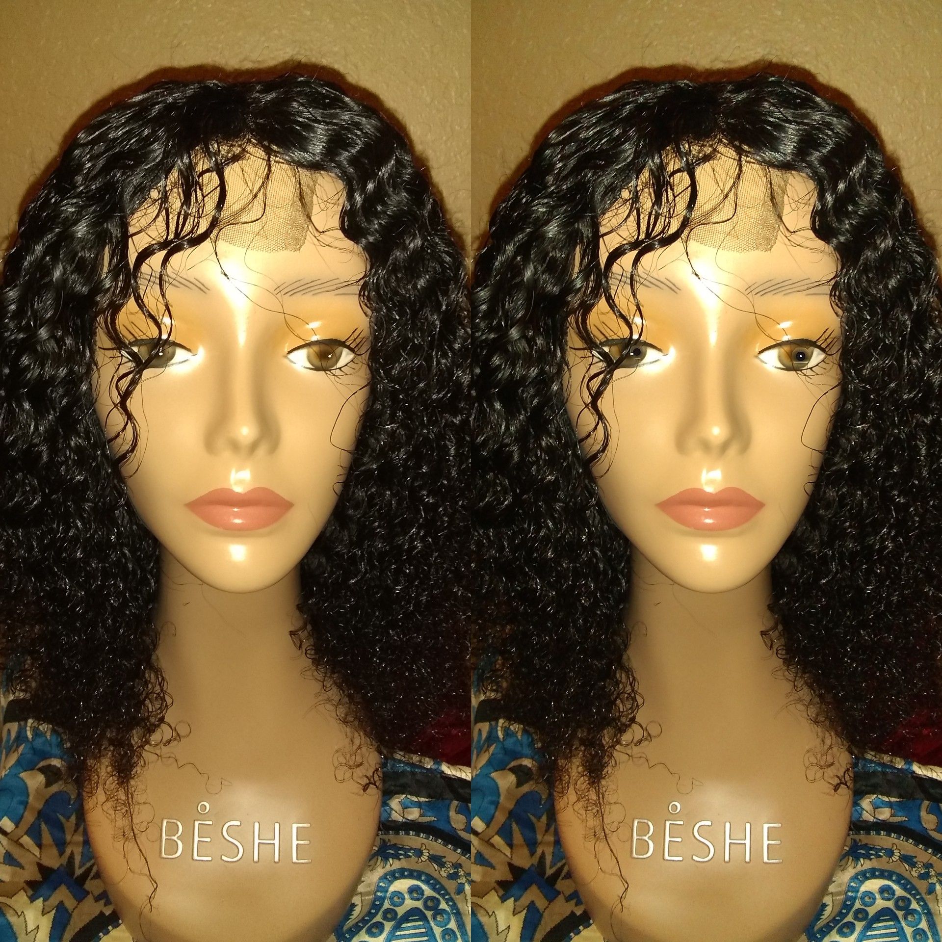 12" Brazilian virgin curly human hair wig