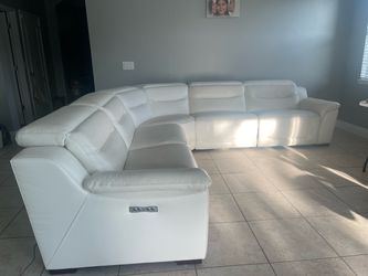 White leather sectional