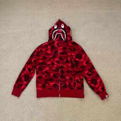 BAPE Shark Full-Zip Hoodie Red Camo