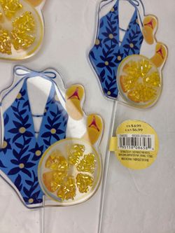 Michaels Summer Swimsuit Lemon Floral Picks Set Beach Party Decor Stems Craft