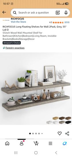 New in box RICHFOCUS Long Floating Shelves for Wall 2Pack, Grey, 55" Lx8 D
55inch Wood Wall