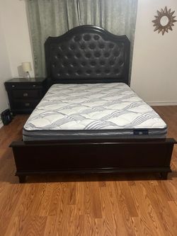 Queen bed and nightstand