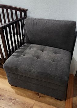 Thomasville Side Chair and Ottoman with Storage, in Gray