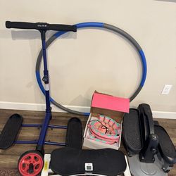 Fitness Equipment Bundle - Stepper, Hula Hoops, Vibration Plate, Mini Elliptical. $25 for one