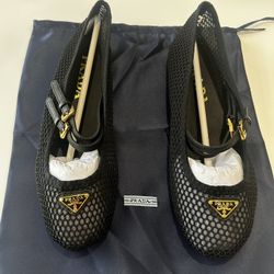 PRADA Ballerine Mesh Mary Jane Flat