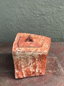 Far out, man; Signed Stoneware Pottery Jar/Box with Lid: