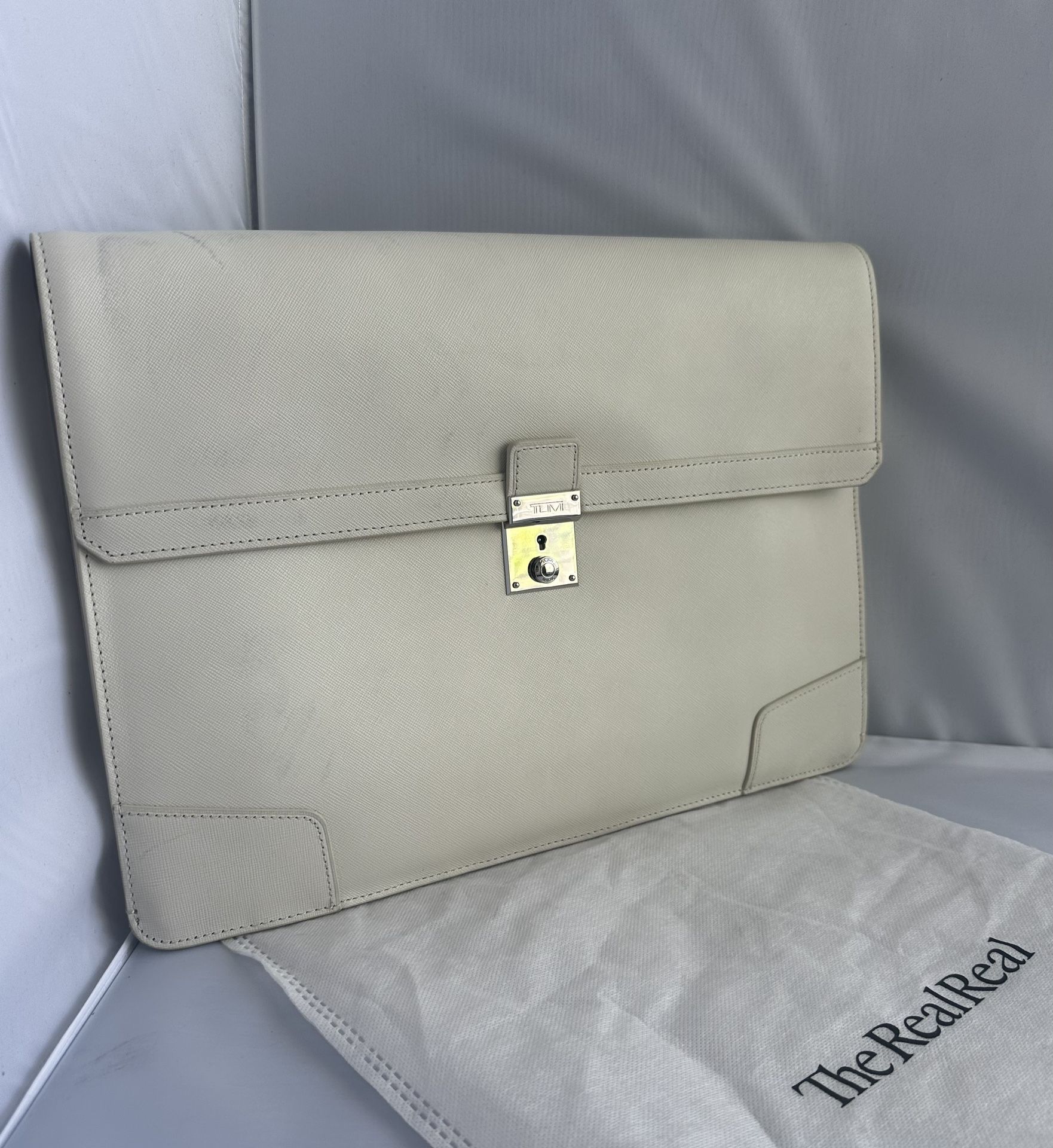 Tumi White Leather Laptop Bag