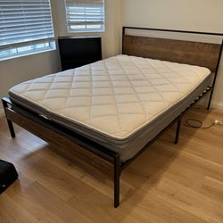 Queen Size Bed Frame and Mattress Clean and Good Condition 