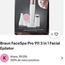 Braun FaceSpa Pro 912 Facial Epilator 3-in-1 Facial Epilating, Cleansing and Skin Toning System for Salon Beauty at Home with 3 Extras, Rechargeable, 