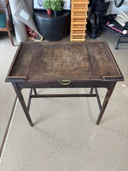 Antique Wood Fold-Top Writing Desk
