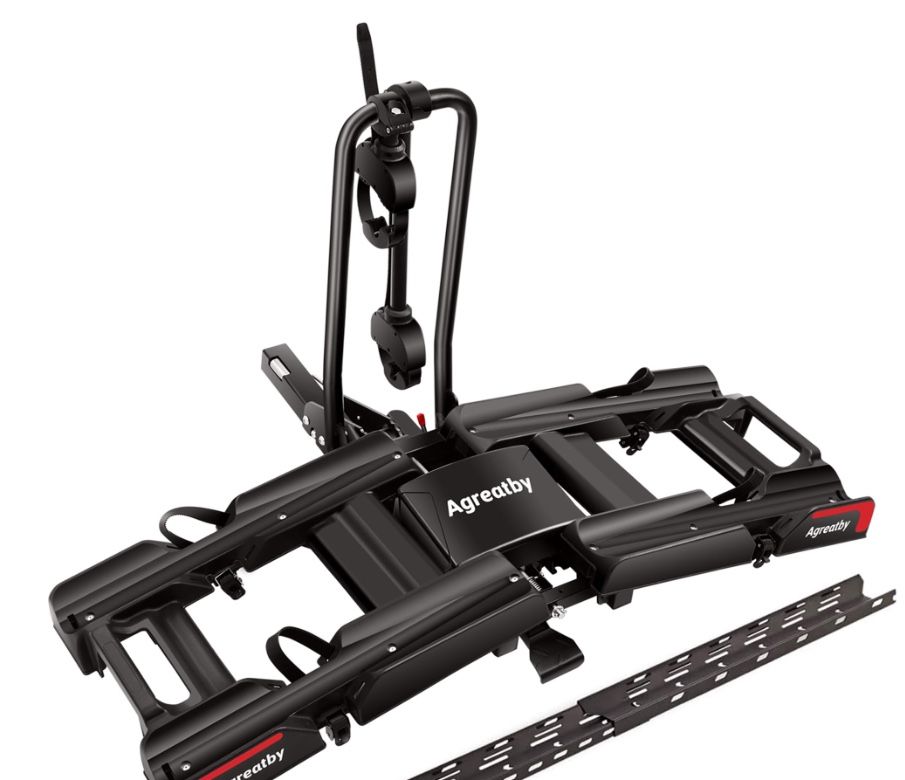 2-Bike Hitch Bike Rack With Ramp - 135 LBS Capacity Fat Tire Ebike Rack, XXL Wheel Straps, Lockable, Foldable & Tiltable - Fits 2" Receivers On Cars, 