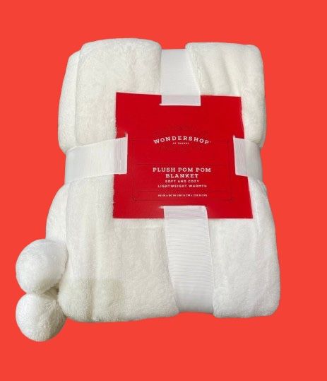 Plush Pom Pom White Blanket By Wondershop