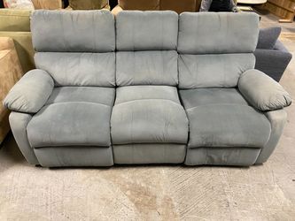 Light Blue 3-Seat Manual Reclining Sofa