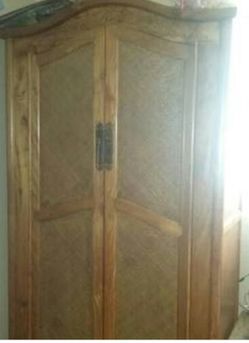 Wooden Wardrobe-Armoire w/cane panels