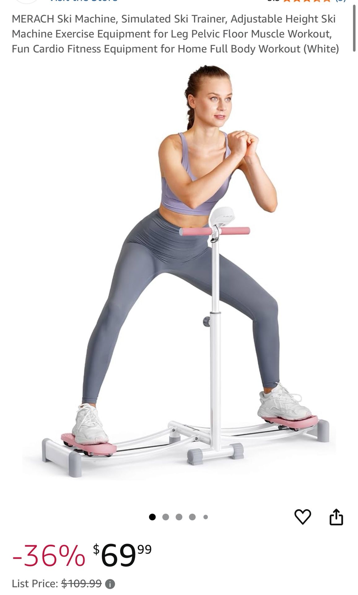 MERACH Ski Machine, Simulated Ski Trainer, Adjustable Height Ski Machine Exercise Equipment for Leg Pelvic Floor Muscle Workout,
