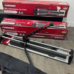 Husky 28 in. Tile Cutter with Tungsten Carbide Blade and Adjustable Gauge

