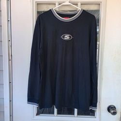 Supreme Striped Rib Logo S Long Sleeve T Shirt Sz L Men's 