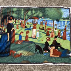 Seurat Walk Sunday FLEECE Winter Fabric Wall Hanging Painting Throw