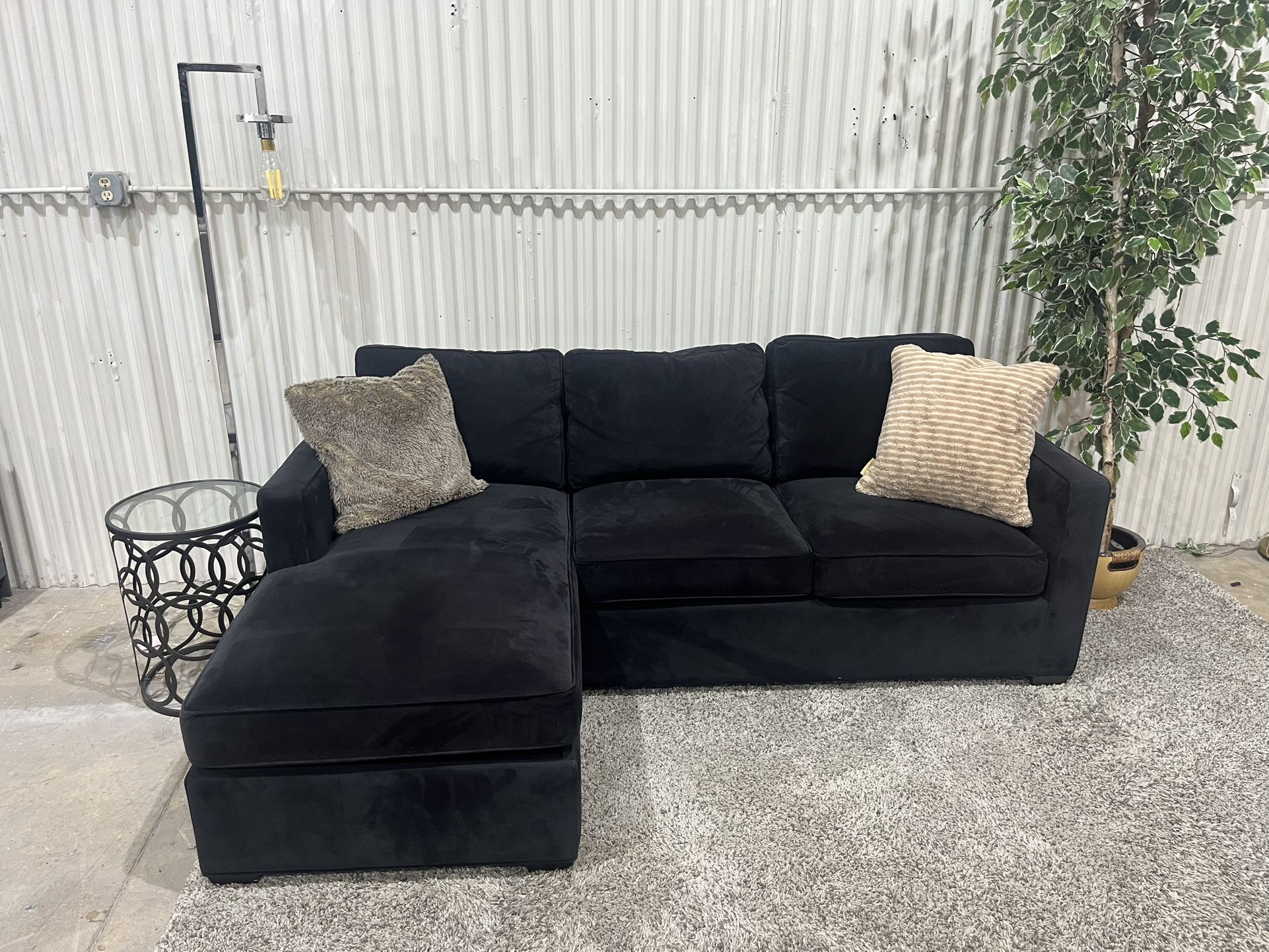 Crate & Barrel Black Sectional Sofa Couch - Reversible Chaise & Storage - Cleaned Delivery Available