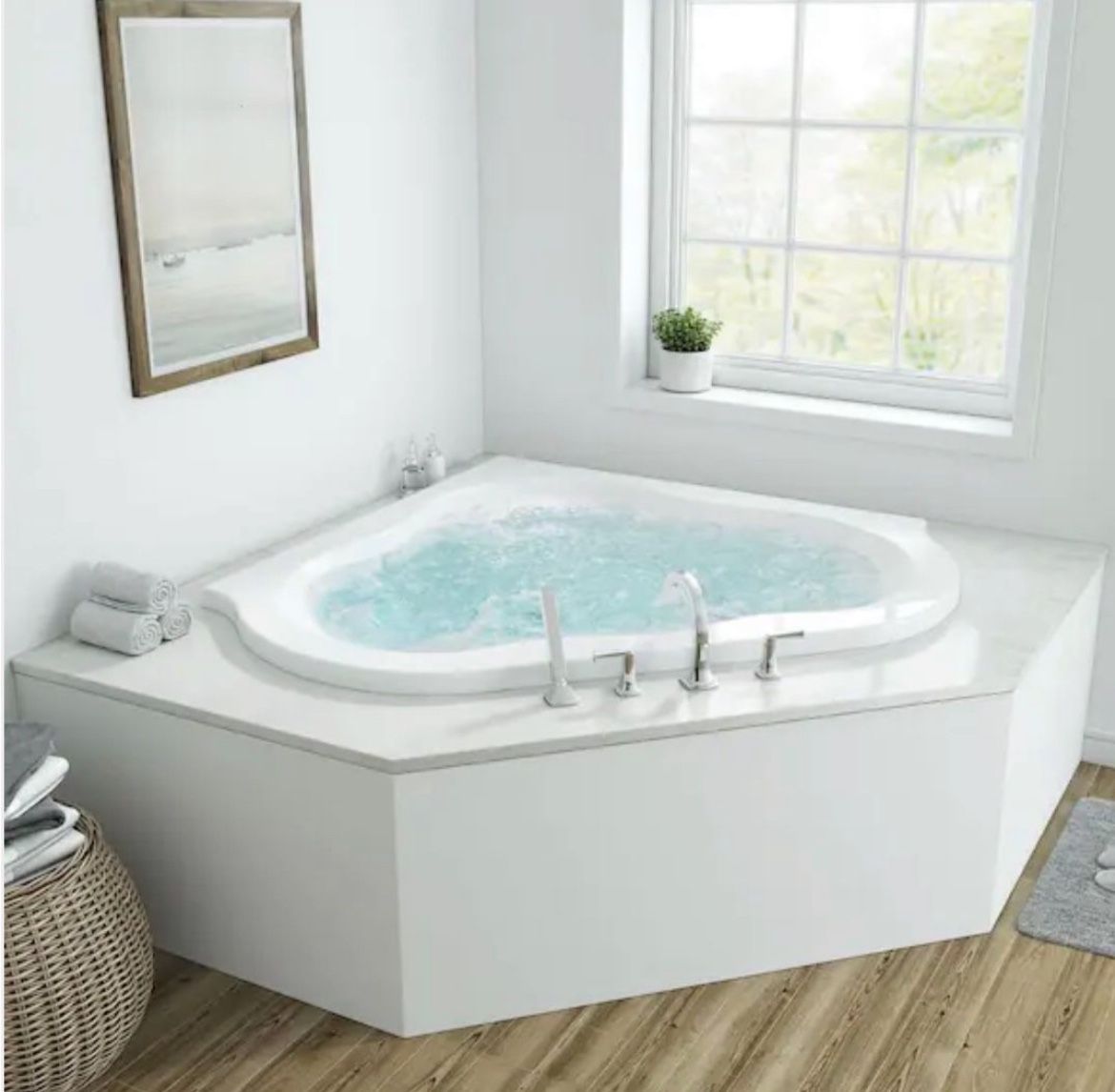 New American Standard Corner Jacuzzi Tub with Heater