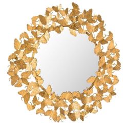 TOV Furniture Lyrical Modern Hand Hammered 36-Inch Wall Mirror, 36.3", Gold 