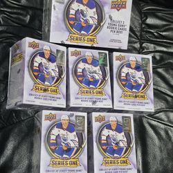 2025-26 Upper Deck Series 1 Hockey Cards! 1 Mega Box & 5 blaster box Lot! New  Sealed!         