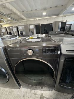 LG ThinQ Front-Load Dryer Black Steel