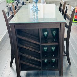 Dining Room Table And Chairs With Built-In Wine Rack