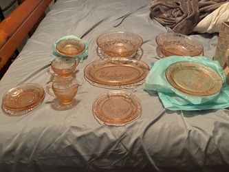 Pink Depression Glass Dinnerware Set